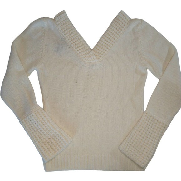 Y2K Rubber Doll V Neck Off Shoulder Knit Sweater - Picture 1 of 8